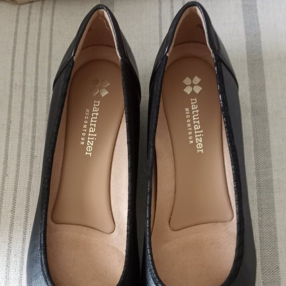 'NATURALIZER' N-5 'DOVE' Black Leather Ballet Wedge Size 8.5M New Without Box - Picture 7 of 14